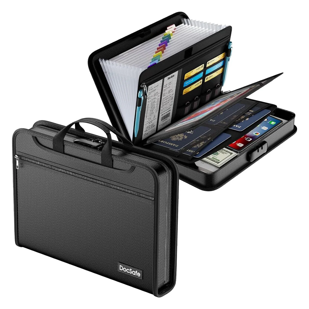 DocSafe Accordion File Organizer with Combination Lock