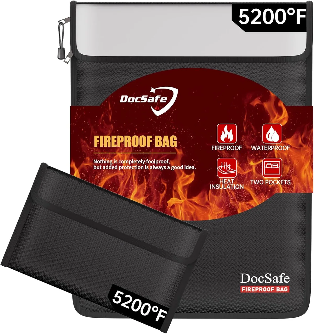 DocSafe Fireproof Document Bag with Travel Pouch