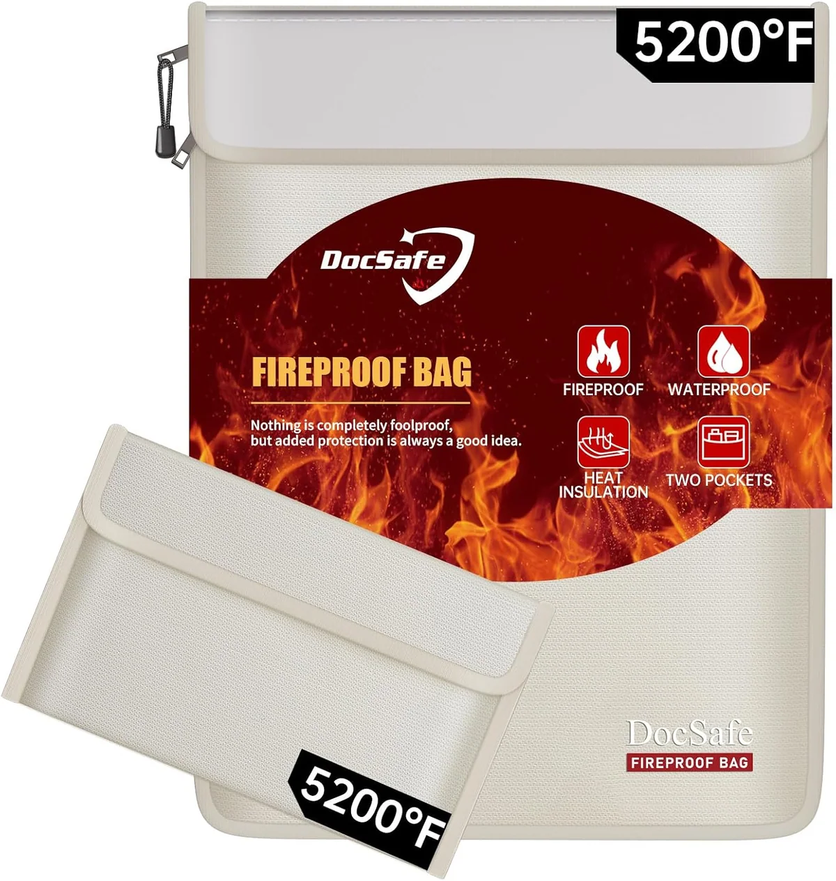 DocSafe Fireproof Document Bag with Travel Pouch