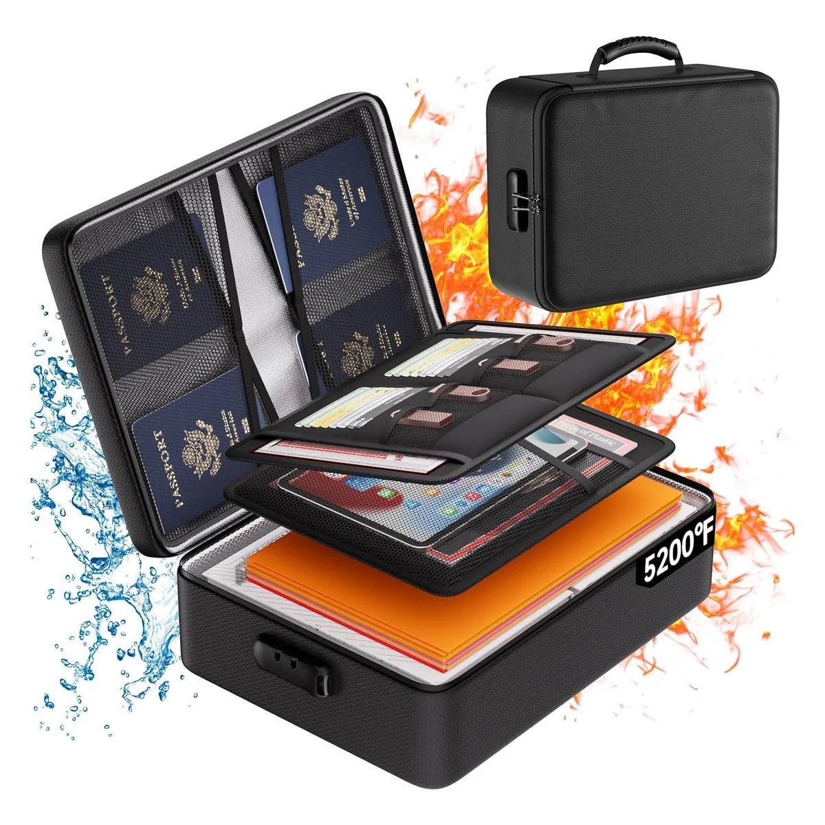 DocSafe Fireproof Document Organizer Box with Lock