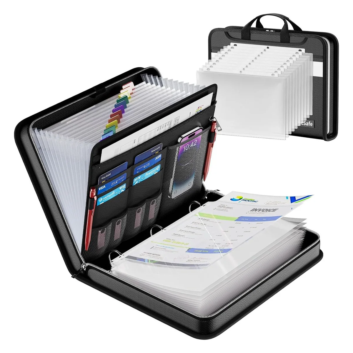 DocSafe Fireproof Zipper Binder with 30 Sheet Protectors
